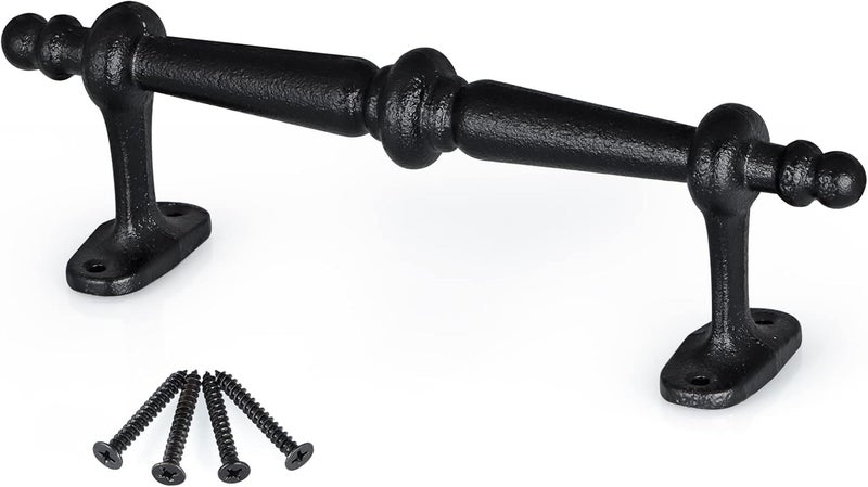 MOLIGOU Barn Door Pull Handle, 9" Heavy Solid Cast Iron Gate Handle, Rustic Door Handle for Fence, Shed, Garage - Image 2